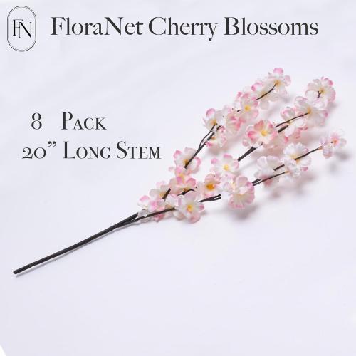 3 Pack Artificial Cherry Blossom Branches - 20 Inch Real Touch Silk Flowers with Bendable Stems for Vase, Wedding, Home Office Decor, Spring Floral, Party & Event Decor (Blush Pink Gradient)