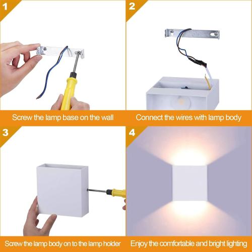 Lightess Modern Wall Sconce Dimmable 10W Hardwired, Up Down Wall Mount Lights Indoor Mini Metal LED Wall Lamp for Living Room Bedroom Hallway Decor, Warm White, O1181TP