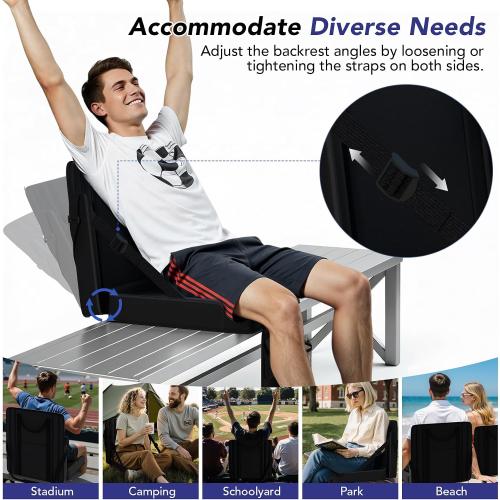 Stadium Seats with Back Support 2PACKS Adjustable Bleacher Chairs with Back and Cushion Bleacher Seat with Cup Holder, Carry Handle & Shoulder Strap for Outdoor Sports Events, Picnics, Beaches