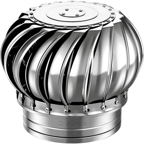 Stainless Steel Turbine Roof Ventilator, 304 Grade Metal Wind Turbine Cap, 11.8 Inch Attic Exhaust Vent, Rainproof Silent Operation (300mm (11.8 inches))