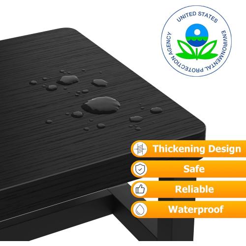 Step Stools for Adults Kids with Non-Slip Rubber Feet, Heavy Duty Wide Wooden Stepping 500-LBS Capacity Bedroom Kitchen Bathroom, Sturdy Bed Steps High Beds, Easy Assembly, Black