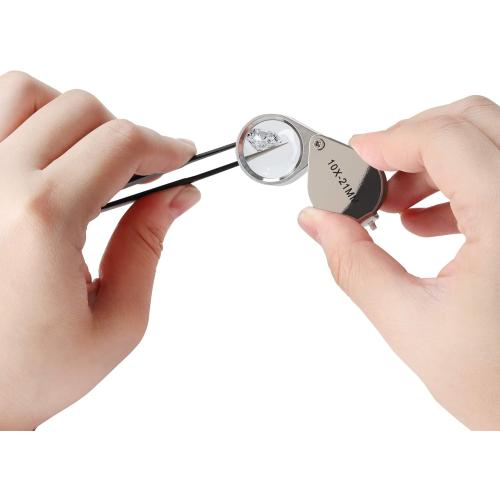 Black MIUONO Diamond Tester, Professional Diamond Gem Tester Pen with 10x Magnifier and Tweezers for Novice and Expert (Battery Included)