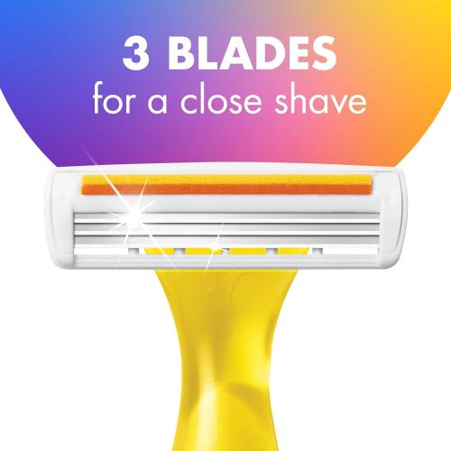 BIC Soleil Smooth Colors Women's Disposable with 3 Blade Razors, Vibrant Handles and Moisture Strip, 14-Pack