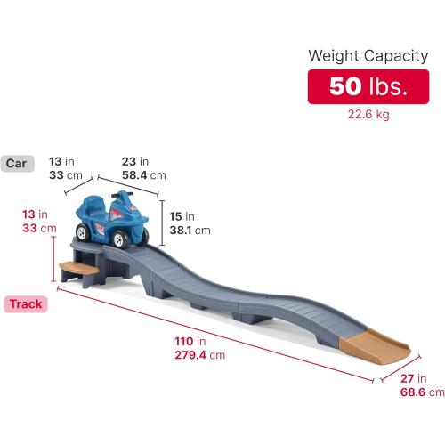 Step2 Up & Down Roller Coaster Kids Ride On Toy, Push Car, Indoor/Outdoor Playset, Made of Durable Plastic, Max Weight 50 lbs., for Toddlers 2-5 Years Old, Gray & Blue