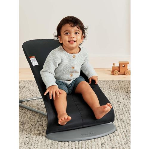 BabyBjörn Bouncer Bliss, Black, Woven, Classic Quilt | 2-in-1 Adjustable Baby Bouncer Seat and Toddler Chair, Newborn to Toddler (8-29 lbs), 4 Positions, Lightweight & Portable