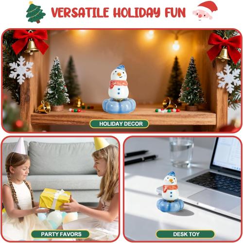 Christmas Stocking Stuffers Gift for Kids Grandkids, Christmas Snowman Ceramic Spinner Party Favors Funny Stress Relief Table Toy Festive Xmas Decor, Blue