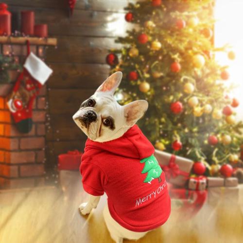 HYLYUN Puppy Christmas Outfit 2 Packs - Small Dog Christmas Outfits Pet Santa Claus Suit Dog Hoodies for Small Dogs and Cats L