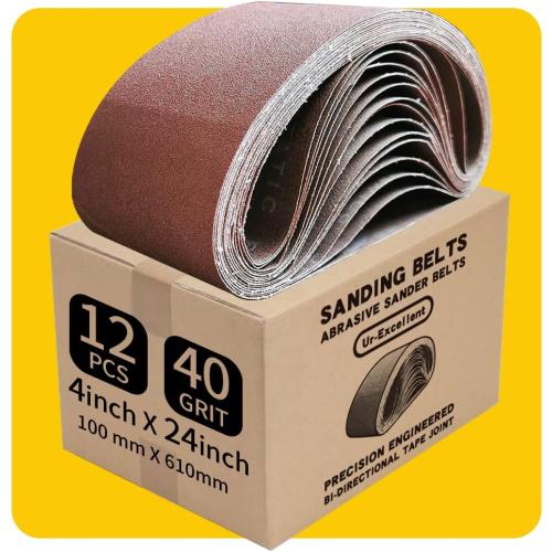 4 x 24 Inch 40 Grit Sanding Belt | Premium Aluminum