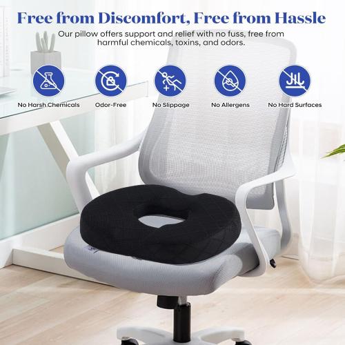 EPSCY Ergonomic Memory Foam Donut Cushion, Pressure-Reducing Seat Support for Enhanced Comfort, Ideal for Office, Car, Wheelchair, Post-Sitting Recovery & Everyday Seating, Breathable Removable Cover