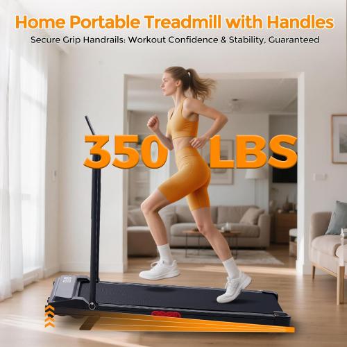 Folding Foldable Walking Pad Treadmill with Handle Bar and Adjustable Incline, 3.5HP Portable Electric Treadmills with Handles for Home Small, Home Treadmills with Incline, 0.6-7.6MPH, 350LBS