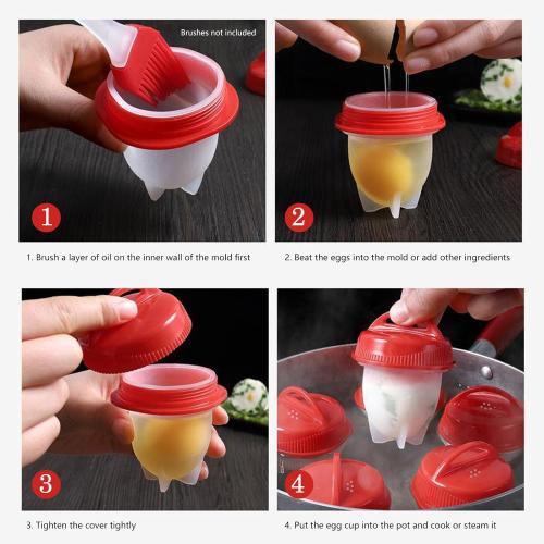 Hard Boiled Egg Maker, 6-Piece Shell-Free Egg Cooker Set, Non-Stick Easy-Clean Multifunctional Egg Boiler Kit, white