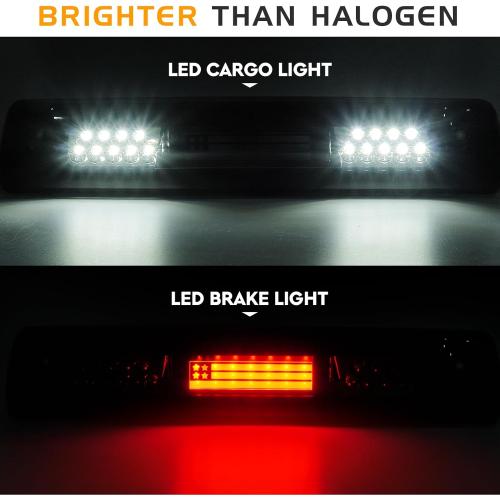 LED Tail Light   3rd Third Brake Light Fit for Dodge Ram 1500 2002-2006, for Dodge Ram 2500 3500 2003-2006, Taillight Assembly and High Mount Stop Light, 3 Pcs, Chrome Housing Clear Lens
