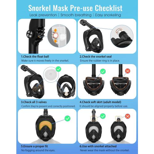 Greatever G2 Full Face Snorkel Mask with Latest Dry Top System,Foldable 180 Degree Panoramic View Snorkeling Mask with Camera Mount,Safe Breathing,Anti-Leak&Anti-Fog