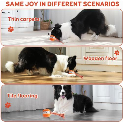 Interactive Dog Toys, Random Path Electric Automatic Moving and Rolling Dogs Toy with Rope for Small Medium Large Dogs, Motion-Activated Dog Stimulation Toy for Boredom Relief (Orange)