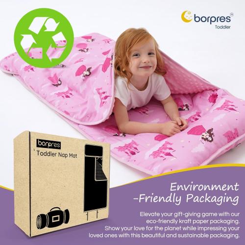 Nap Mat with Pillow Blanket Set: Sleeping Mats for Toddler Kids - Thick Large Roll up Slumber Bag for Daycare Preschool Kindergarten Boys Girls