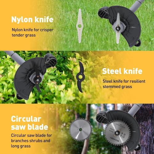 Weed Wacker Cordless, Battery Powered Weed Eater with Blades, Trimmer/Edger/Mower 3 in 1, 5.2lbs Lightweight