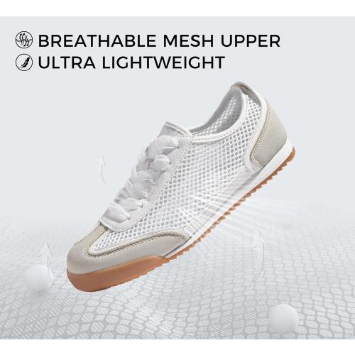 Size 6 LUCKY STEP Women's Mesh Casual Fashion Sneakers Retro Breathable Walking Shoes Lightweight Classic Tennis Trainers