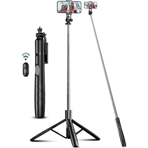 71 Phone Tripod & Selfie Stick, All in One Extendable Cell Phone Tripod with Wireless Remote, Tripods Stand for iPhone & Travel Selfie Stick 360° Rotation Compatible with iPhone Android, Camera