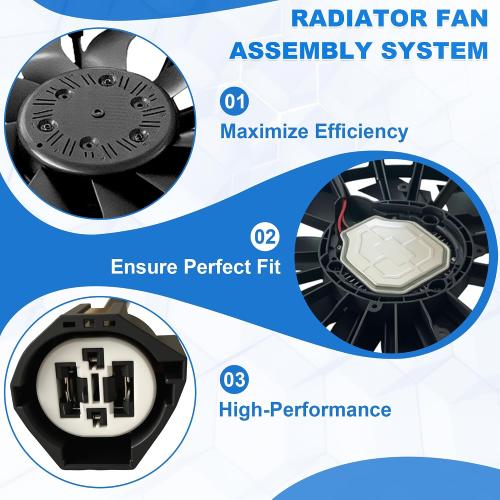 Engine Radiator Cooling Fan Assembly Compatible with 2010-2015 Jaguar XKR/XF for 2010-2019 Jaguar XJ C2D38737 C2P17120