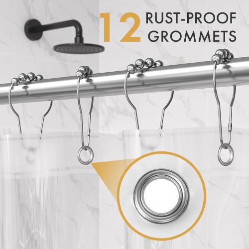 AmazerBath Shower Curtain Liner 2 Pack, 72 x 96 Inches Extra Long PEVA Plastic Shower Liner with 3 Weighted Stones and 12 Rustproof Metal Grommet, Lightweight Waterproof Shower Curtain - Clear
