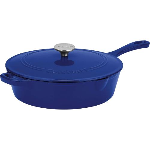 Cuisinart Chef's Classic Enameled Cast Iron Dutch Oven with Lid, Porcelain Enameled Interior, Oven Safe, Induction Compatible, 12-Inch, Chicken Fryer, Colbat