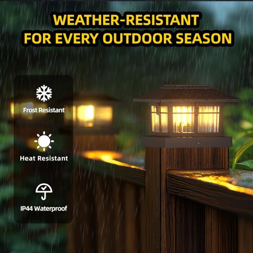 4x4 Solar Post Cap Lights, Classic Black, 8 Pack, Warm & Cool White | Fits 4x4 Wooden and Vinyl Posts,Fence Deck Post Lights,Edison-style bulb