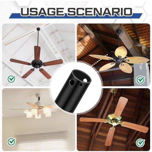VIHOSE 48 Inch Ceiling Fan Downrod with Extension Cord 4 ft Black Downrod for Ceiling Fan 1 Inch Outside Diameter Not Threaded Suitable for a Wide Range of Fans *missing pieces*