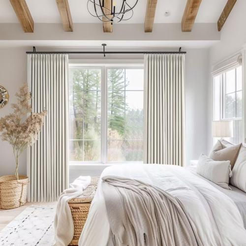Topfinel Pinch Pleated Full Blackout Linen Curtains 84 Inch for Bedroom Living Room,Fall Natural Double Layer Linen Blended Room Darkening Pinch Pleat Drape with Hooks Rings 2 Panel 40 Wx84 L