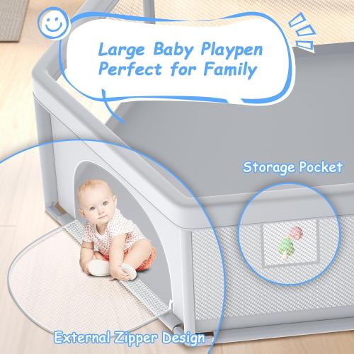 55x55 Inch Hexagonal Baby Playpen, Playpen for Babies and Toddlers, Baby Play Pen Design with External Zipper Gate, Baby Play Yard with Non-Slip Suction Cups on The Bottom, Baby Fence