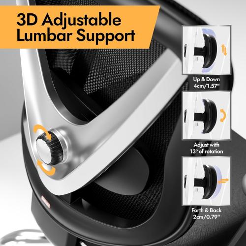 HOLLUDLE Ergonomic Mesh Office Chair - 3D Adjustable Lumbar Support & 3D Armrests, V-Shaped Back, Adjustable Desk Chair for Office & Home, Black