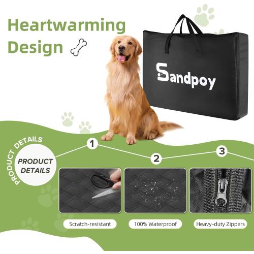 Back Seat Extender for Dogs - Extra 40% Space, Dog Car Seat Cover Hard Bottom Holds 400lbs, Waterproof Dog Hammock & Car Seat Cover with Mesh Window, Perfect Travel Bed for Cars, SUVs