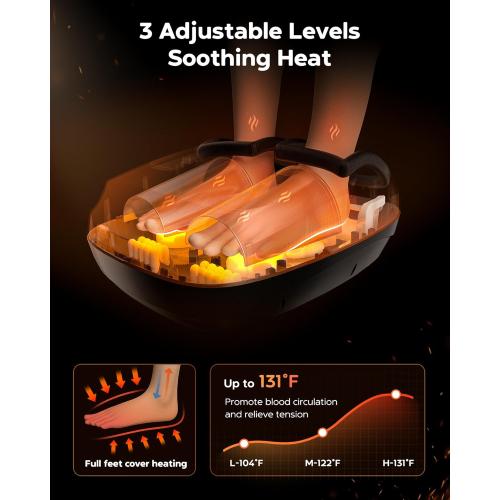 Foot Massager Machine with Heat, Shiatsu Foot Massager with Cordless Remote, 2026 Upgraded Deep Kneading, for Plantar Fasciitis, Neuropathy, Birthday Gifts for Women Mom Men Dad, Up to Foot Size 14