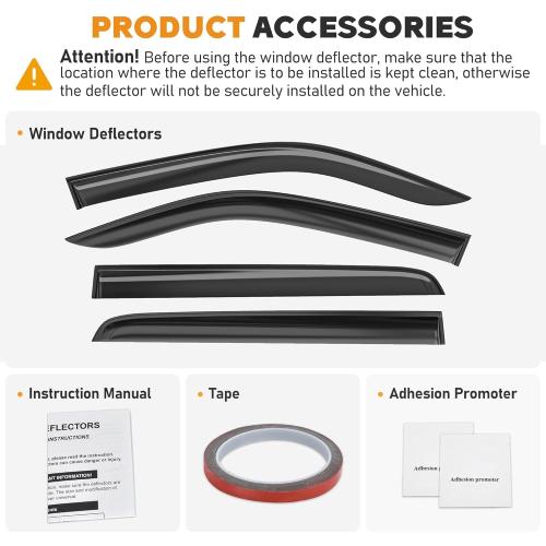 Shatterproof Taped-On Window Deflectors for Dodge Ram 1500 Crew Cab 2019-2025 (New Body Style), Rain Guards, Window Visors for Cars, Vent Deflector, 4pcs