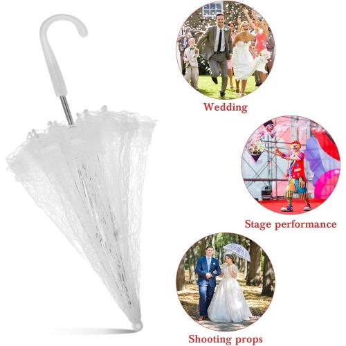 Mini Lace Umbrella, 19. 7 X 16. 9 Inch Bridal Lace Parasol Wedding Decoration Stage Dancing Prop With fan