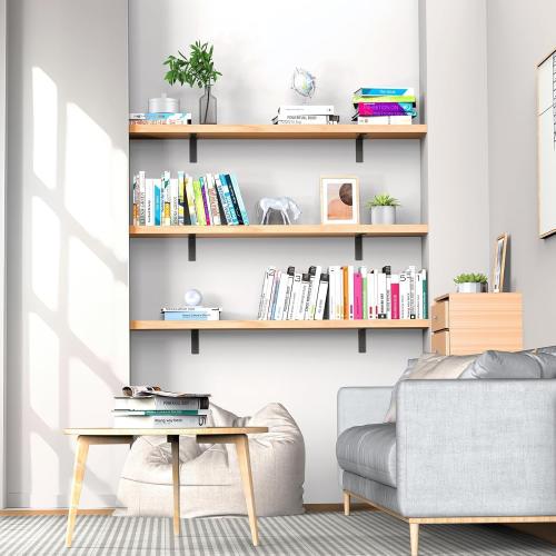 Heavy Duty Shelf Brackets 10 Inch, 6 Pack Floating Shelf Brackets, L Wall Shelf Bracket for DIY Decorative with Mounting Hardware