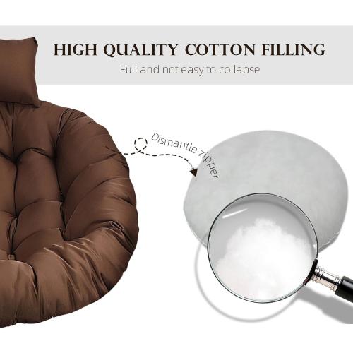 Outdoor Egg Chair Cushion Waterproof with Headrest Pillow Blue Thicken Hanging Chair Cushions Replacement for Proch Patio Backyard Furniture (Only Cushion)