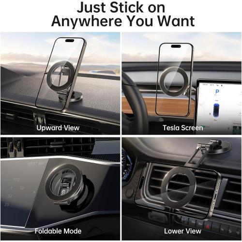 Syncwire Fits MagSafe Car Mount for Car Dash&Tesla Screen[All-Metal] Magnetic Phone Holder, [Flexible Three-axis]360° Rotation Car Mount Strong Magnets Car Phone Holder for iPhone 17 16 15 14 Pro Max