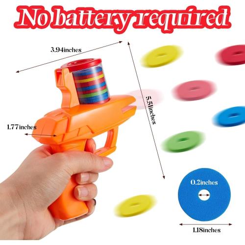 Sumind 2 Pcs Foam Disc Shooter Disc Launcher Zip Shot Shooter Blasters for Birthday Gifts Family Gatherings Games Outside Yard Activities (Orange,Green)