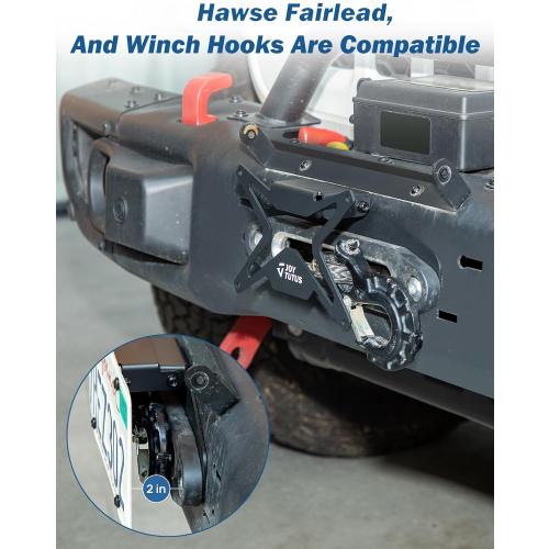 JOYTUTUS Universal Flip-Up License Plate Mount for 10 Hawse Fairlead, License Plate Holder Compatible with Pickup Truck Off-Road Car RV Bumper Winch Hawse Fairlead Front License Plate Bracket
