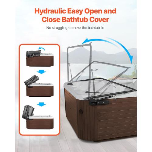 VEVOR Hydraulic Spa Cover Lift, Hot Tub Cover Lift, Adjustable Width from 69 in to 96.5 in, Mounts on Both Top Sides, Compatible with Various Sizes of Rectangular Bathtubs, Hot Tubs and Spas
