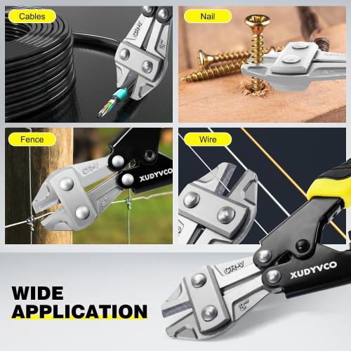 XUDYVCO 8IN Heavy Duty Mini Bolt Cutters with Labor-Saving Spring | Wire Cable Cutters with Non-Slip Handle, Powerful Cutting Capacity Wire Snips Pliers Clippers for Chain Mesh Screw Rivets
