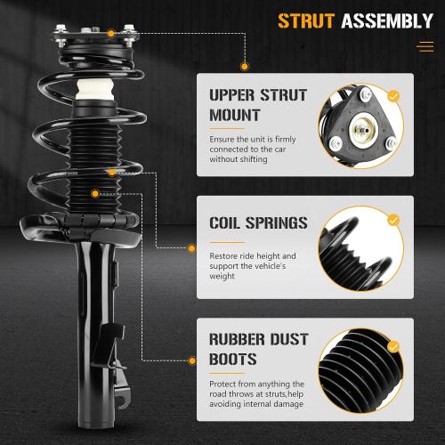 Front Rear Complete Struts Shock Absorbers with Coil Spring Fit for Mazda 3 2004-2009 (Excluding Mazdaspeed SubModel), Replace 172263 172264 343412 (Set of 4)
