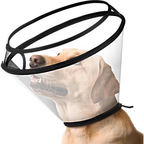 BONTHEE Dog Cone Collar for Surgery Recovery,Adjustable Transparent Pet Recovery Collar for Large Medium Small Dogs & Cats, Protective Elizabethan E-Collar for Wound Healing, Anti-Lick & Bite-S