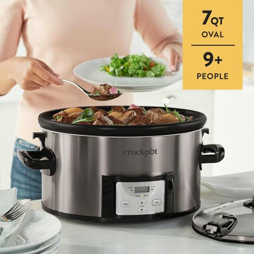 Crock-Pot MyTime Technology 6 Quart Programmable Slow Cooker and Food Warmer with Digital Timer, Stainless Steel