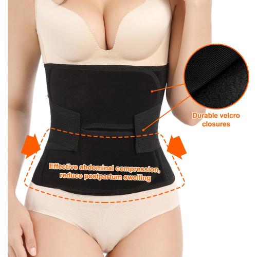 SMALL Postpartum Belly Band,C Section Belly Binder,Abdominal Binder Post Surgery Girdle,Tummy Tuck Compression Wrap Waist Trainer Black