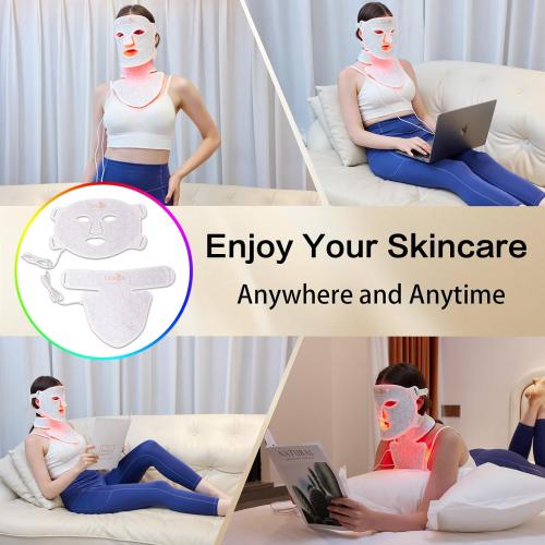 K11 Facial Beauty Red Light Mask with Neck Coverage – 7-Color Light Beauty Care Mask, Portable Foldable Silicone Design for Home Spa, Skin Refresh & Relaxation Device