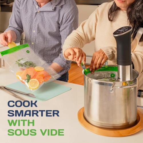 SOUSVIDE ART Sous Vide Immersion Cooker Kit - Machine with Digital Timer, Temp Control, 30 Bags, Vacuum Pump, Suvee Cooker Gift for Chefs
