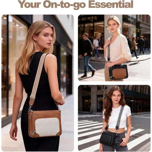 Anti-Theft Crossbody Purse for Women, Crossbody Shoulder Bag with Built-in Wallet & RFID Blocking for Travel Workout