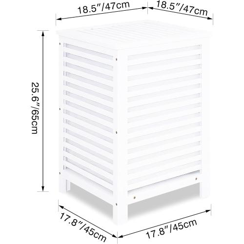 SMIBUY Double Laundry Hamper with Lid, 120L Bamboo Laundry Basket with Removable Liner Bag, 2-Section Clothes Divider Laundry Sorter for Laundry Room, Bathroom, Bedroom (White)