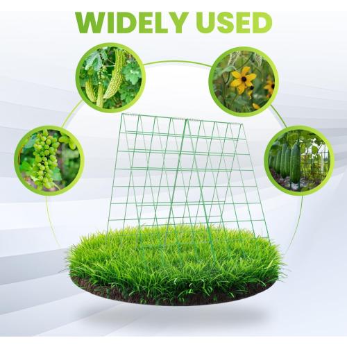 2 Pack Cucumber Trellis for Raised Bed 48 x 34, Foldable Garden Trellis for Climbing Plants Outdoor, A Frame Metal Trellis with Support Clips, Spiral Connectors and Twist Tie for Garden.